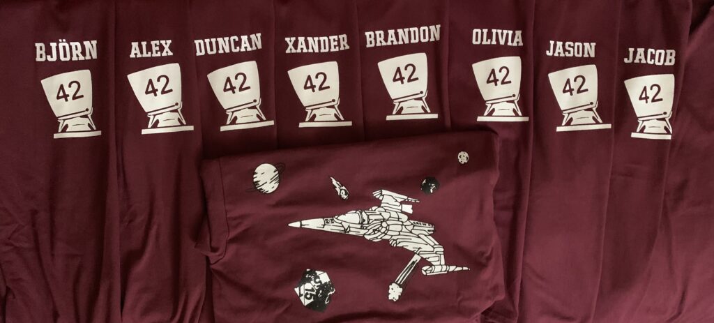 Examples of the new Maroon Crew TShirts 